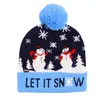 Pom Pom Sombreros de Navidad Sombreros de punto con luz LED Gorros de Navidad Sombreros de invierno de ganchillo Deer Elk Gilrs Skull Cap Decoración del hogar de Navidad