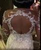 2021 Arabiska sjöjungfru lyxiga sexiga bröllopsklänningar pärlor kristaller spets brudklänningar rygglös vintage bröllopskläder206l