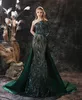 One Shoulder Prom Dresses Sequins Applique Stock Cheap SatinTrain Party Gowns Sweep Green Train Evening Dress1896797