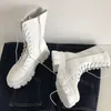 الأحذية 2021 ربيع المرأة أبيض الخريف أزياء أسود منصة الجلود القوطية الشرير القتالية منتصف العجل للأحذية 1