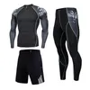 Running Sets GEJINIDI Brand Men's 2-piece Compression Jogging Gym Outdoor Sportswear Suit Training Quick-drying Tights Men Sport