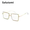 Full Crystal Square Clear Glasses Frame For Women Vintage Alloy Rhinestones Shiny Eyeglasses Men Gold Silver Shades Transparent18284575