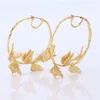 Hoop Huggie MOFLO Gold Plating 55mm Oversized Round Circle Earrings 3D Insect Butterfly For Christmas Gift13772996