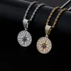 Hip Hop + Cubic Zirconia Paved Bling Iced Out Compass Pendants Necklace for Men Rapper Jewelry Gifts Drop Shipping