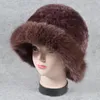 New Style Inverno Quente pele real Chapéus Bucket Mulheres Hat sólido elástico Rex Fur Caps Hot Sale Fashion Party Hat Beanie