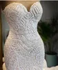 Luxury Mermaid Wedding Dress Sweetheart Beaded Pearl Tiered Ruffles Chapel Train Bridal Gowns Off Shoulder Sexy Bride Dresses Plus Size