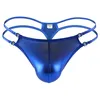 Gay Perizoma G-String Shinny PU Leather Mens Bikini G-String T-back Intimo Uomo Erotic Pene Stage Thongs String Homme