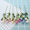 5 Stück 3 Köpfe Lulian Seide gefälschte rote Rosenzweige künstliche Blumen zum Dekorieren von Zuhause, Party, Hochzeit, Geschenk, Herbst, Schlafzimmer, Dekoration1299e