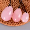 100% Natural Yoni Egg Set Undrrilled eller Borrad Crystal Rose Quartz Yoni Egg Mineral Ball Kvinnor Kegel Övning Pelvic Floor