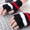Fem fingrar handskar usb uppvärmning vinter hand varm uppvärmd fingerlös varmare mitten kvinnor halvfinger stripped plysch vants1