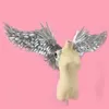 Zuivere handgemaakte mooie veer Candicraft Angel Wings White Gold Silver Fairy Wings Creative Wedding Party Decor Shooting Props 180cm