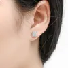 Boucles d'oreilles en argent hip hop s925 boucles d'oreilles en zircon incractées en argent pur micro.