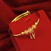 Lucky Beads Bangle Adjust 18k Yellow Gold Filled Charm Bracelet For Womens Girls Gift Fashion Jewelry Gift