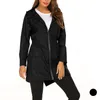 giacca sportiva abiti da yoga moda donna giacca a vento abbigliamento da palestra donna autunno inverno chiusura con zip sottile cappotto lungo con cappuccio