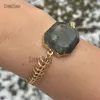 Bangle Natural Faceted Octagon Labradorite Bracelet Gold Plating Fishstone Charm Chain Link For Women BM112671 Inte22