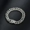 Collier de couleur argent pour hommes, montre, Bracelet Hip Hop, bordure cubaine, chaîne cubaine entièrement glacée, pavé de strass, CZ scintillant, bijoux 212e