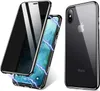 Magnetische Adsorption, stoßfeste Metall-Stoßstangenhülle, Anti-Spionage-Privatsphäre, gehärtetes Glas, Displayschutzfolie für iPhone 11 Pro MAX, iPhone X XS MAX XR
