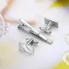 Cuff Link and Tie Clip Sets Proste Diagonal Stripe Bussiness Cufflinks dla zestawu męskie Wysokiej jakości Pin Linki Mężczyźni Biżuteria Gifts1