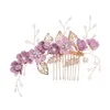 Haarklammern Barrettes Luxus Gold Blätter Schmuckstifte Blaue Blume Kämme Kopfschmuck Prom Braut Hochzeit Zubehör