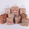 Lovely Christmas Kraft Paper Bag Creative Christmas Gift Packaging Bag Eco-Friengly Shopping Bags Portable Holiday Tote Paper Bags VT1670