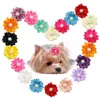 Flower Dog Hair Bows Long Hair Pet Dogs Bows Rubber Band Cat Puppy Hair Clips Pet Grooming Bow Dog Accessories