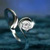 12 Constell Burç Yüzüğü Gümüş Açık Ayarlanabilir İşaret Halkaları Kristal Düğün Moda Takıları Kadın Hediyesi
