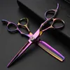 Black Professional Hairdressing scissors 6 0 inch 440c cutting shears Japanese hair salon hair styling to thinning scissors set316r