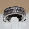 Joyas de la princesa de la vendimia 14K oro blanco lleno CZ 3pcs mujeres novia anillos de banda para el amor Size5-11