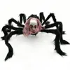 Décoration d'Halloween noire, grand crâne d'araignée, accessoires de tête de squelette pour intérieur et extérieur, fournitures de fête à domicile, décor JK2009PH