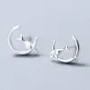 Nytt mode 100 925 Sterling Silver Small Cute Animal Moon Cat Stud örhängen Kvinnor Girls Kids Ear Jewelry Gift7629404
