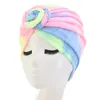 Chapéu feminino boho espiral com nó turbante stretch neon tiedye quimio boné envoltório 19366661