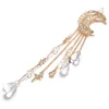 1PC Women Clip Moon Rhinestone Crystal Pendant Pin Tassel Long Chain Beads Hairpin Ladies Hair Jewelry HairClip Hair Accessories6602434