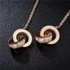 YUN RUO Fashion Double Circle Zircon Tassel Stud Earring Woman Rose Gold Color Titanium Steel Jewelry Birthday Gift Not Fade