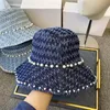 Cloches 3 Farben Frauen Designer Hüte Denim Eimer mit Perlen Zerkratzt Skateboard-Kappe Mode einstellbares Zubehör