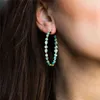 Bohemen goud kleur grote cirkel C vormige hoepel oorbellen mode groene blauwe opaal traan stone oorbellen voor vrouwen