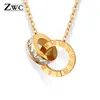 ZWC Nouvelle mode Luxury Gold Color Roman Number Collier Pendants For Women Wedding Party Collier en acier inoxydable Bijoux Gift17663737