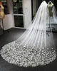 Ретро Элегантные свадебные фаты 2020 3D аппликацией Белый Слоновая кость Шампанское Длинные Свадебные фаты сшитое Свадебные аксессуары