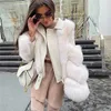 Fashion Real Fox Fur Coats z prawdziwą skórzaną owczej skóry Hurtownia Natural Fox Fur Kurtka Znosić Luksusowe kobiety 2020 Zimowy Nowy T200910