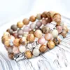 MG0746 8 mm A Grade Sunstone Energy Bracelet Set Hamsa Main Poignet Mala Bracelet Fleur De Lotus Charme Yoga Bracelet Set