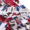 Fashion- Floral Men Shirts Plus Size Flower Print Casual Camisas Masculina Black White Red Blue Male Turn-down Collar Shirt Blouse234V