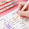 6Colors / Set Dubbelhöjd Highlighter Pen Mild Teckningskonst Markör Pennor För Skolstudent Skribbel Fluorescerande brevpapper