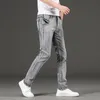 Männer Jeans Männer 2021 Sommer Strech Business Casual Gerade Slim Fit Hellgrau Denim Hosen Hosen Klassische Cowboys301f