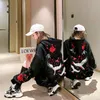 Белые Женщины Сыпучие фуфайки осени с длинным рукавом Cute Bird Печать Harajuku Hoodie Streetwear Winter Крупногабаритные Tops Hoody Womens Y200915