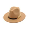 Luxury-Felts Hat Panama Jazz Fedoras hattar med metallblad Flat Brim Formell fest och scen topp hatt för kvinnor män unisex