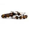 Set Of 3 Bracelets Star Cut Tiger Eye Beaded Bracelet Set For Men White Howlite Bracelet Mens Stacking Jewelry198H