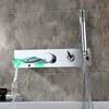 ROLYA Wholesale New Arrival Wall Mounted LED Waterfall Bathtub Faucet Tub Filler Bath Tap