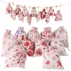 金スタンピングクリスマスバッグプリント綿巾着バンドルポケットクリスマス子供用キャンディバッグクリスマスパーティーギフトバッグT9i00556