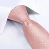 Mens Neckite Pink Solid Silk Wedding Tie For Men Fashion Bussiness Party Hanky Cufflinks Ring Tie Set DiBanGu Designer JZ02-71951220h