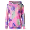 DHL Kvinnor Kläder För Höst Kvinnors Casual Färg Block Tie Dye Crewneck Långärmad Loose Pullover Gradient Hooded Sweatshirt Toppar av1602