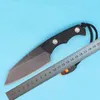 Top Quality D2 Steel Black Stone Wash Blade Survival Straight Knife G10 Handle Outdoor Camping Tactical Gear With Survival whistle